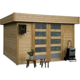 Abri de jardin Odense 9,19m² en bois massif 28mm à toit plat - SOLID Ma boutique